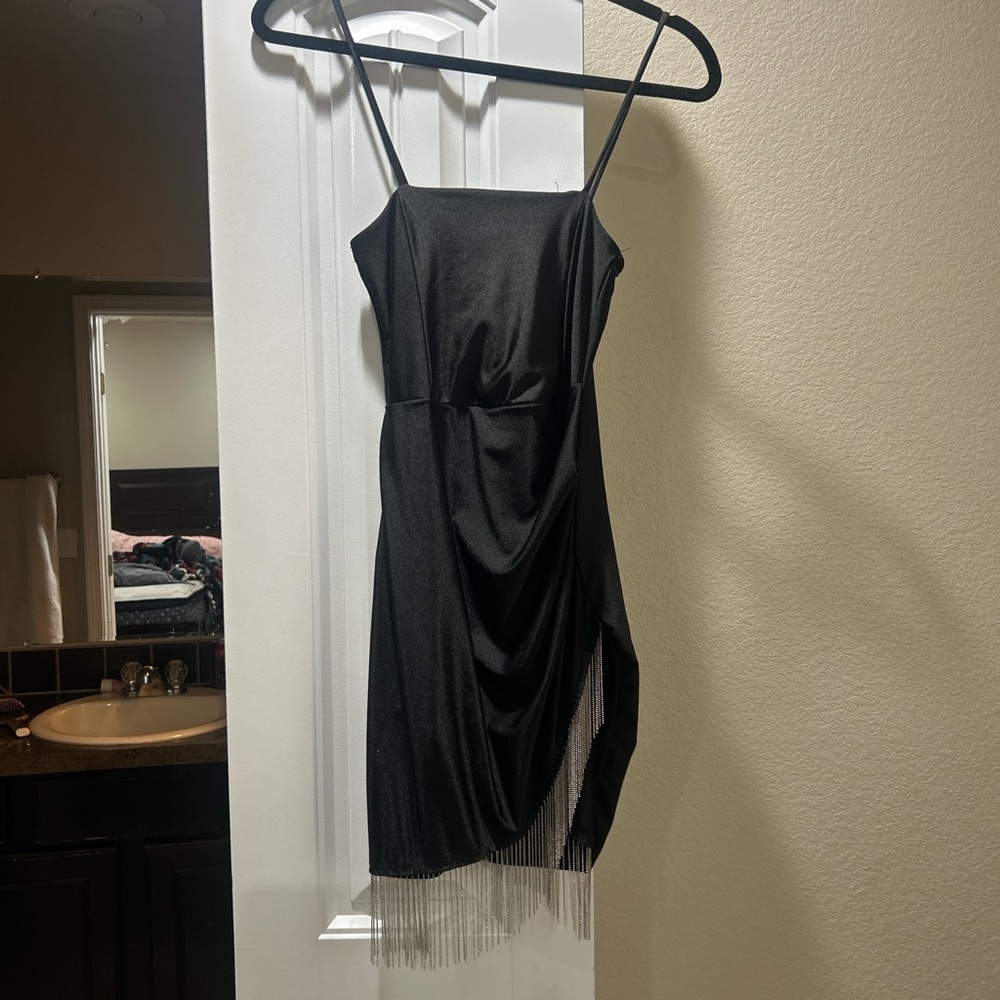 Chocolate Black Ruched Midi Slip Dress